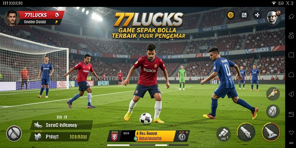 Tampilan gameplay menarik dalam 77LUCKS dengan aksi sepak bola yang seru.