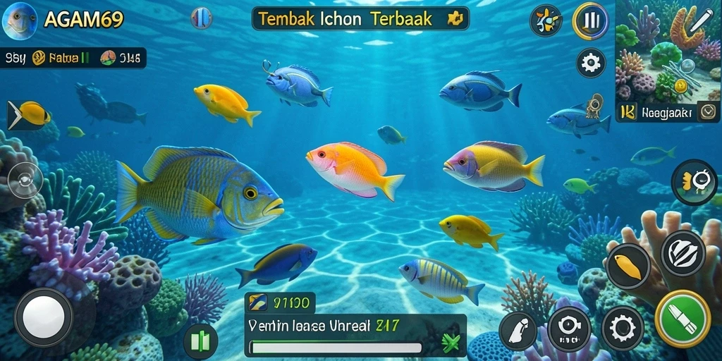 Tampilan gameplay AGAM69 yang seru saat menembak ikan.