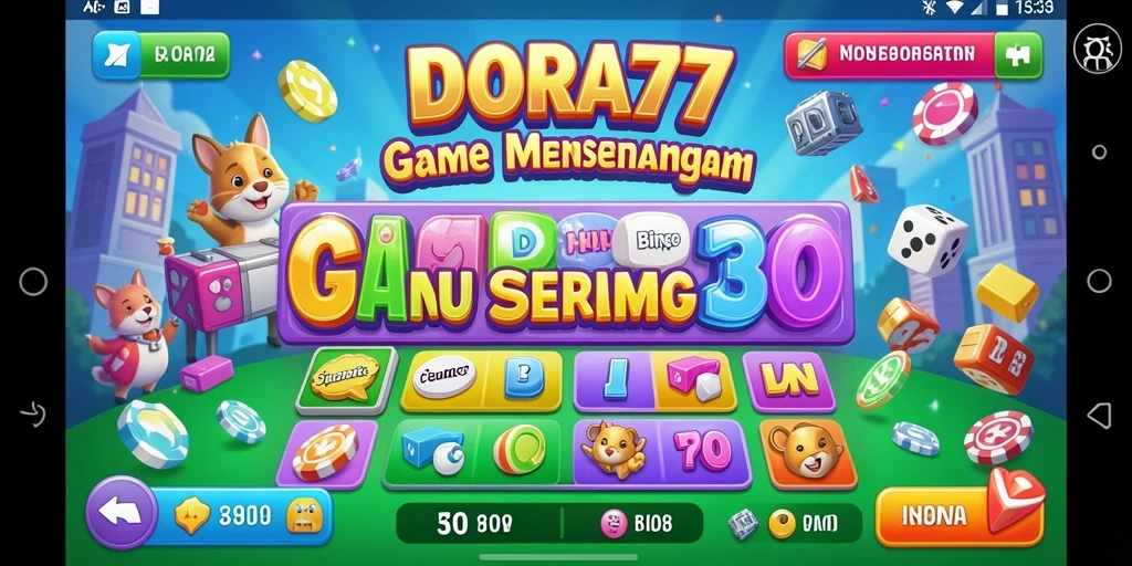 Tampilan gameplay DORA77 yang penuh warna dan seru.