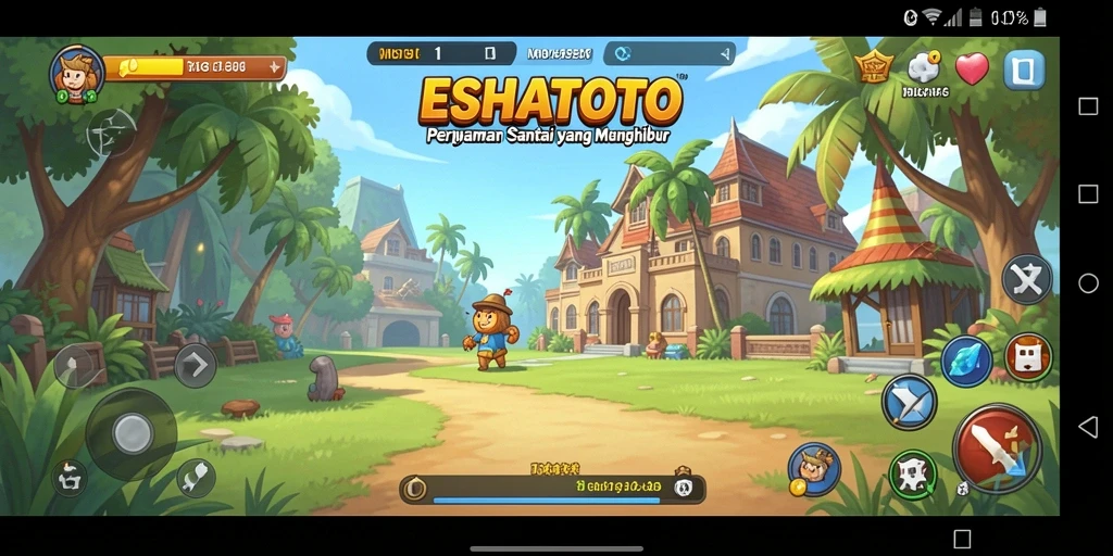 Tampilan gameplay ESHATOTO yang ceria dan menghibur.