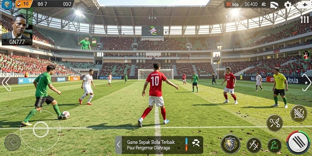 Screenshot gameplay GN777 yang menampilkan aksi sepak bola yang mendebarkan.