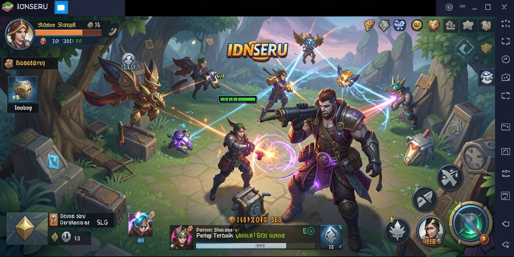 Tampilan gameplay IDNSERU dengan pertempuran strategi yang mendalam.