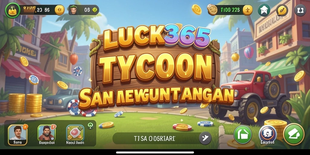 Tampilan gameplay LUCK365 yang menampilkan pengelolaan bisnis yang strategis.
