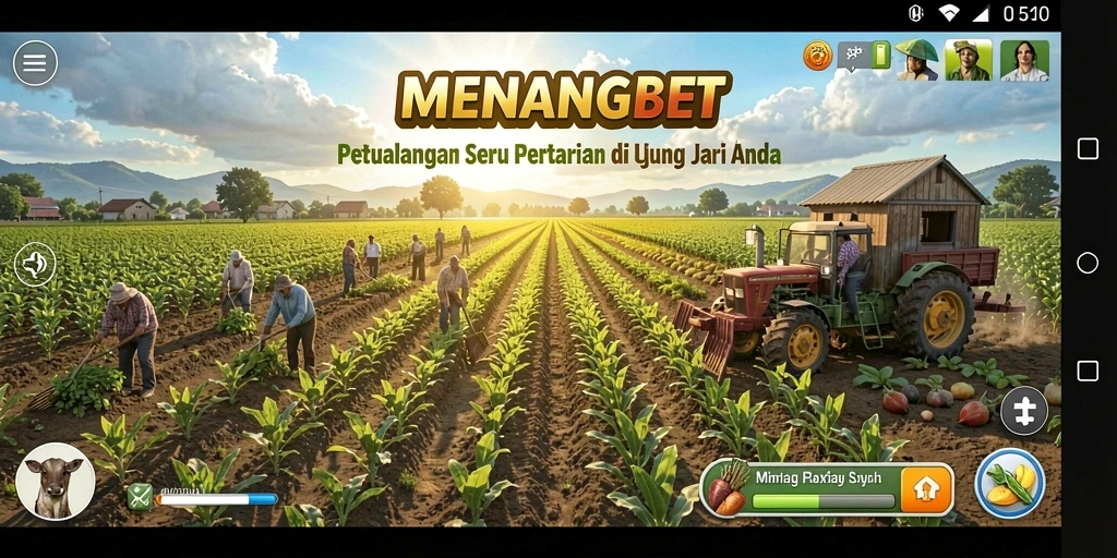 Tangkapan layar utama dari gameplay pertanian yang seru.