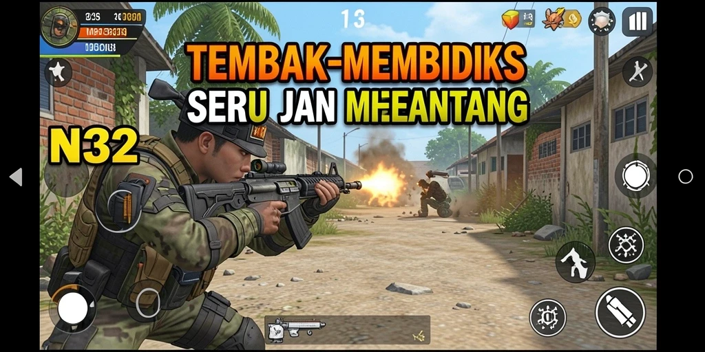 Tampilan gameplay N32 yang mendebarkan dengan aksi tembak-membidik.