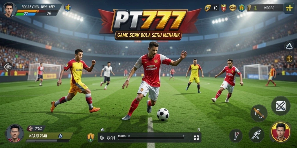 Tampilan gameplay PT777 yang menarik dengan aksi pertandingan sepak bola.