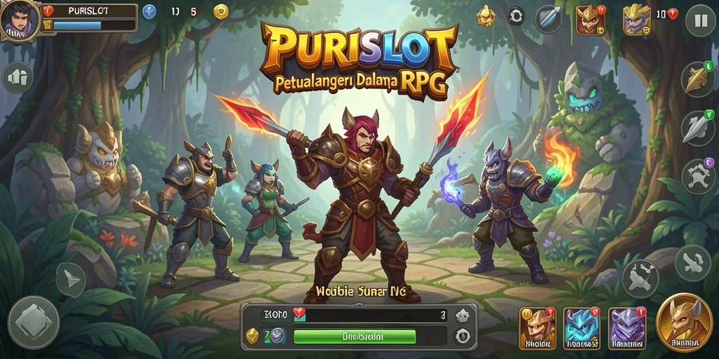 Screenshot utama PURISLOT menampilkan aksi seru dalam dunia RPG.
