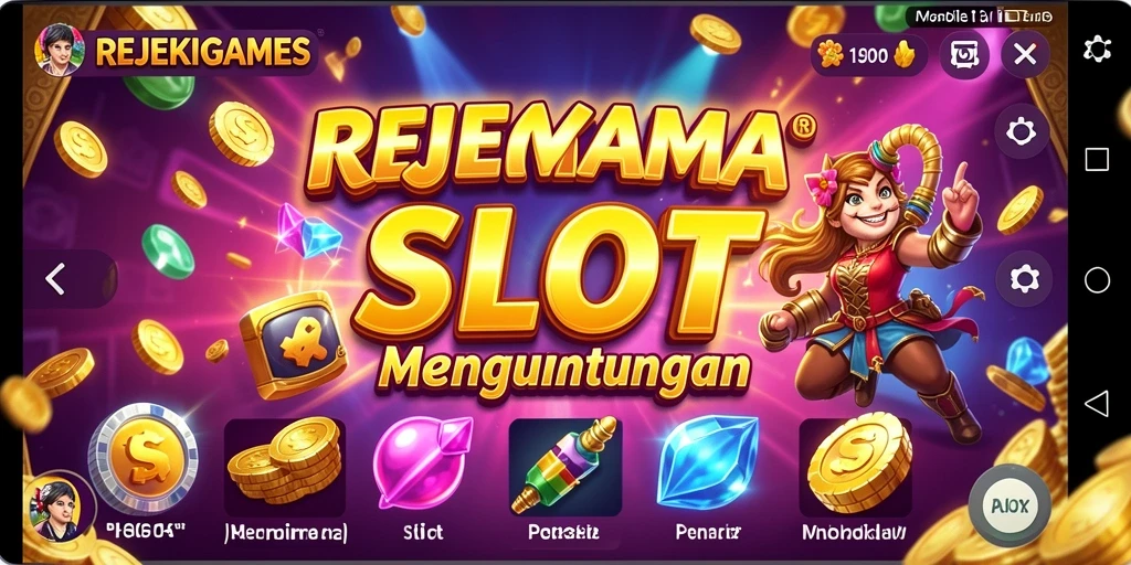 Screenshot gameplay menarik dari REJEKIGAMES yang menampilkan putaran Slot.