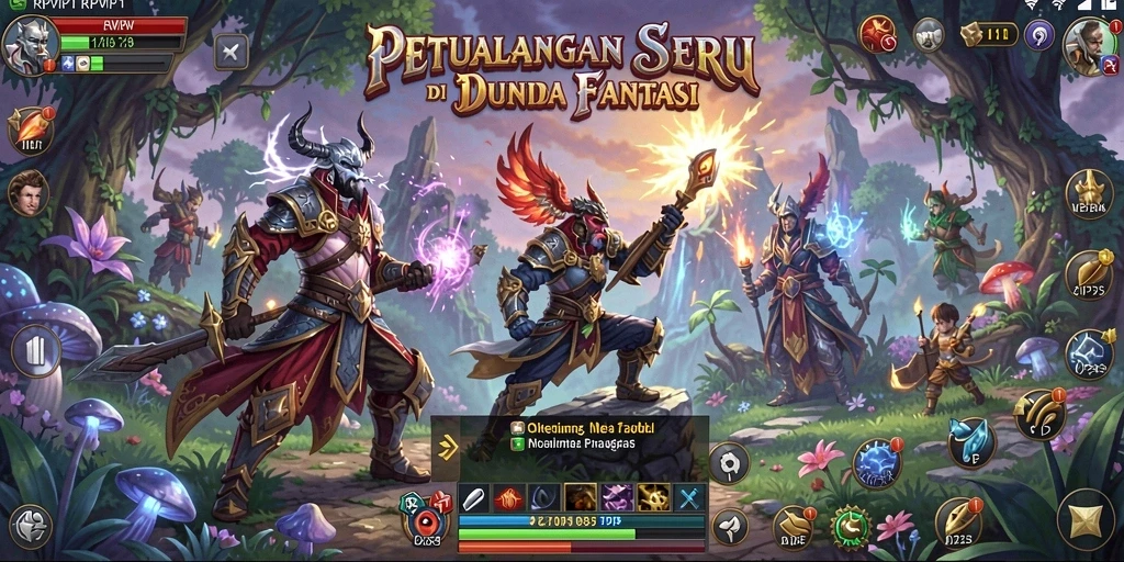 Screenshot RPVIP1 menunjukkan aksi petualangan yang mendebarkan.