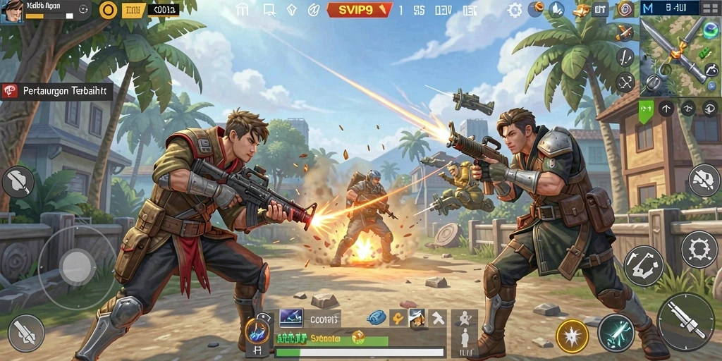 Gameplay seru di SVIP9 dengan aksi Battle Royale yang mendebarkan.