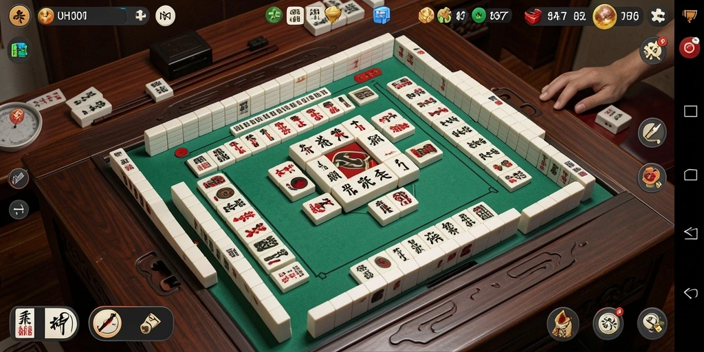Tampilan gameplay UH77 yang menegangkan dan penuh warna dalam permainan Mahjong.