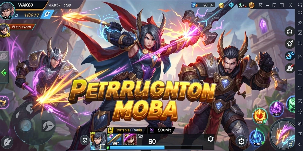 Tampilan gameplay seru WAK89 dalam pertarungan MOBA.