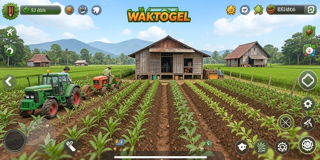 Tampilan menyenangkan dari gameplay pertanian di WAKTOGEL.
